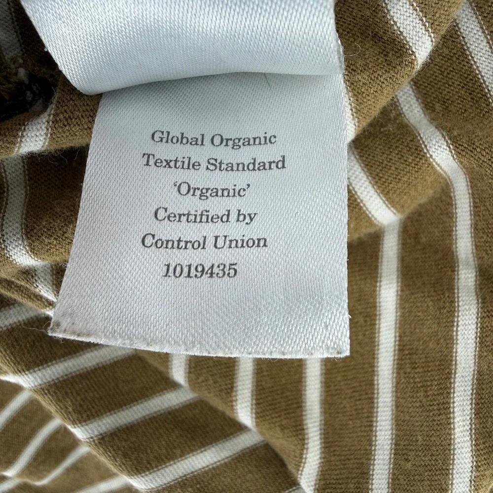 Everlane Uniform Mens Organic Cotton Striped T-Shirt Olive Green White Size M - Picture 7 of 7